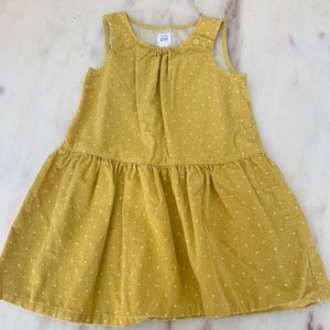 Yellow corduroy dress.